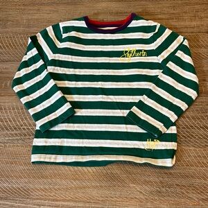 Mini Boden Green and White Striped Long Sleeve Tee